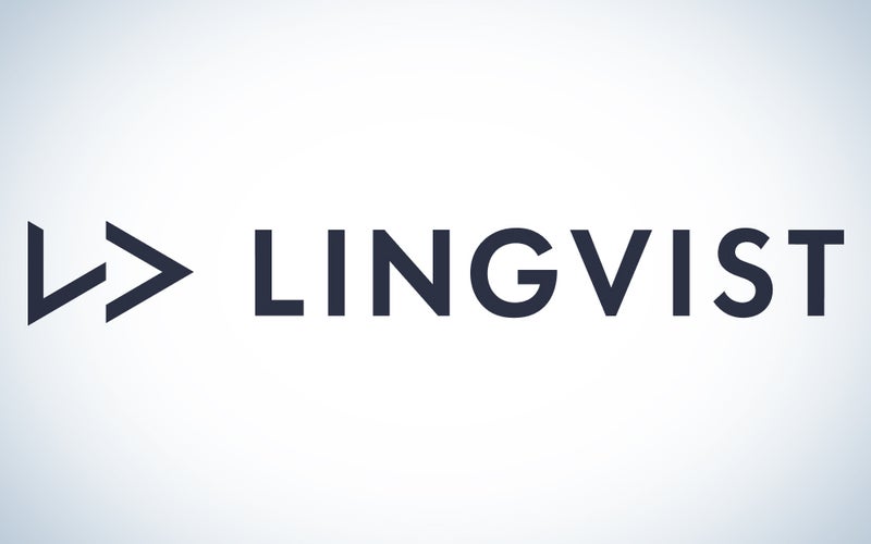 The Linguist logo on a blue and white background