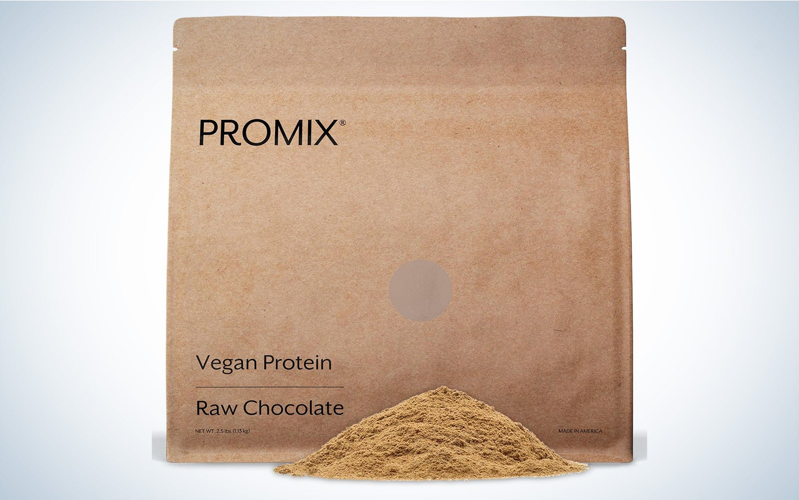 Promix vegan protein with a pile of powder